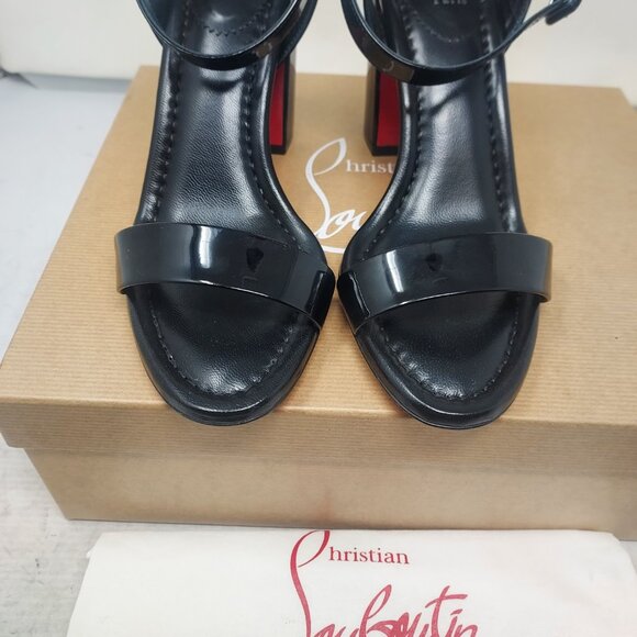 CHRISTIAN LOUBOUTIN Miss Sabina Black Ankle Strap Block Heel Sandal - Picture 10 of 11